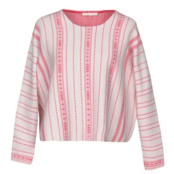 Maje Mauve Dot Striped Oversized Boxy Sweater Cream Pink 2 M - Picture 3 of 10